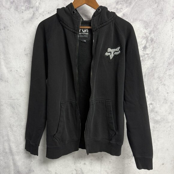 Fox Other - Fox Racing Hoodie Sweatshirt Large 22.5x25.5 Black Embroidered (Broken Zipper)